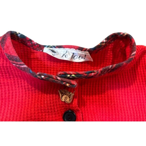 Vintage K Too Red Plaid Girls Toddler Dress Waffle Knit Christmas Holiday - Picture 3 of 5